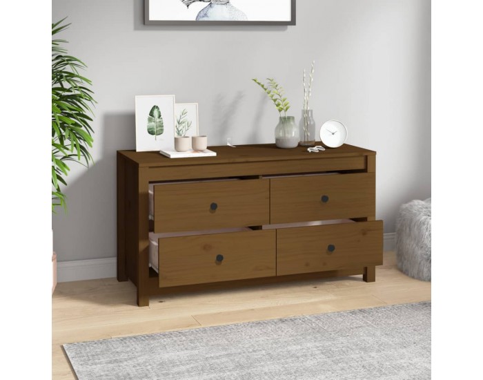 Sonata H Страничен шкаф, меденокафяв, 100x40x54 см, борово дърво масив