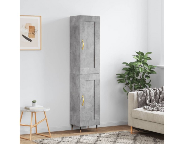 Sonata H Висок шкаф, бетонно сив, 34,5x34x180 см, инженерно дърво