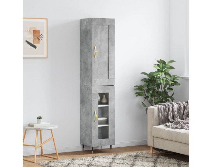 Sonata H Висок шкаф, бетонно сив, 34,5x34x180 см, инженерно дърво