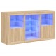 Sonata H Сайдборд с LED светлини, сонома дъб, 123x37x67 см