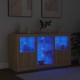 Sonata H Сайдборд с LED светлини, сонома дъб, 123x37x67 см
