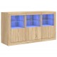 Sonata H Сайдборд с LED светлини, сонома дъб, 123x37x67 см
