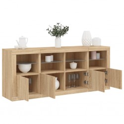 Sonata H Сайдборд с LED светлини, сонома дъб, 163x37x67 см - Corpuri, vitrine, biblioteci modulare