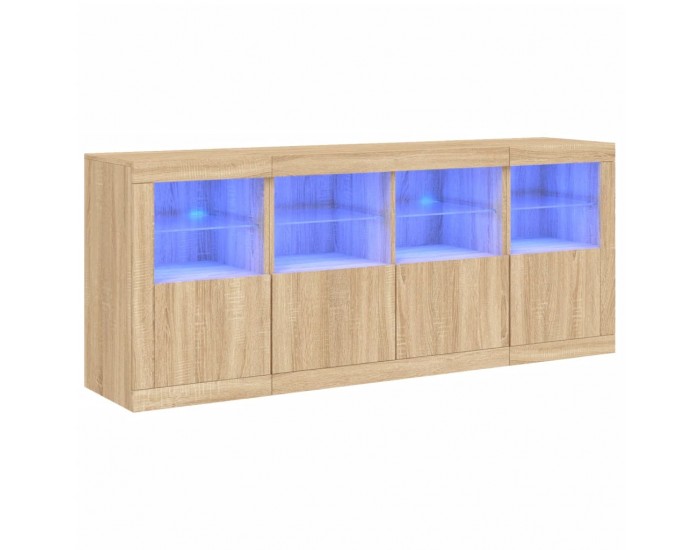 Sonata H Сайдборд с LED светлини, сонома дъб, 163x37x67 см