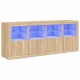 Sonata H Сайдборд с LED светлини, сонома дъб, 163x37x67 см