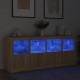 Sonata H Сайдборд с LED светлини, сонома дъб, 163x37x67 см