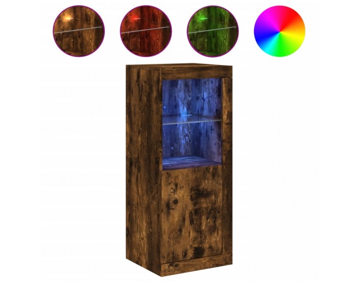 Sonata H Сайдборд с LED светлини, oпушен дъб, 41x37x100 см