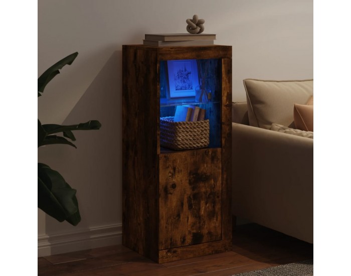Sonata H Сайдборд с LED светлини, oпушен дъб, 41x37x100 см