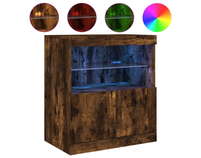 Sonata H Сайдборд с LED светлини, oпушен дъб, 60x37x67 см