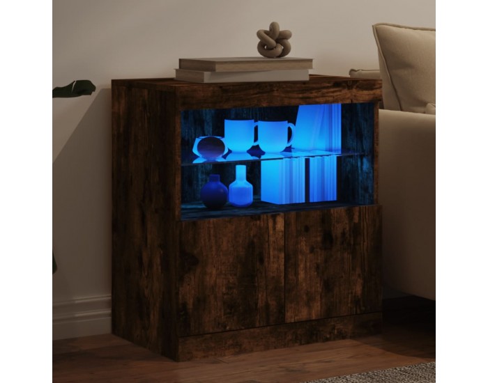Sonata H Сайдборд с LED светлини, oпушен дъб, 60x37x67 см