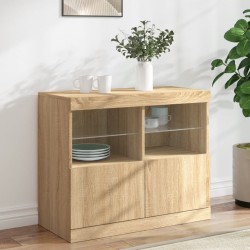 Sonata H Сайдборд с LED светлини, сонома дъб, 81x37x67 см - Corpuri, vitrine, biblioteci modulare