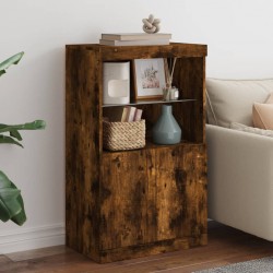 Sonata H Сайдборд с LED светлини, oпушен дъб, 60,5x37x100 см - Corpuri, vitrine, biblioteci modulare