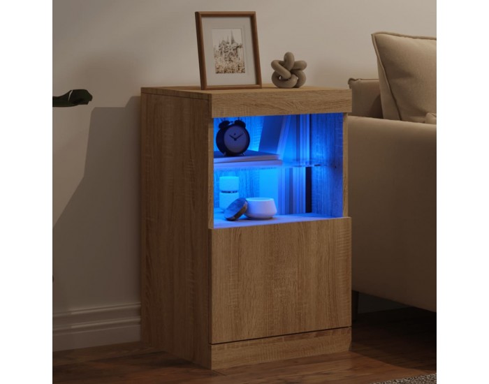 Sonata H Сайдборд с LED светлини, сонома дъб, 41x37x67 см