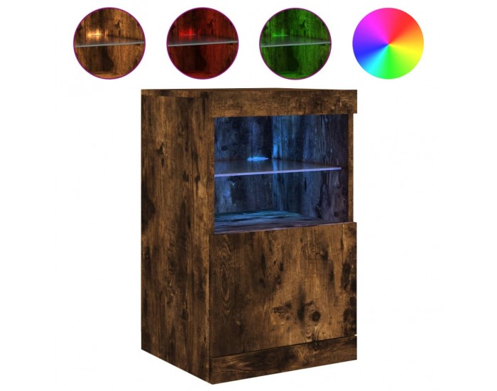 Sonata H Сайдборд с LED светлини, oпушен дъб, 41x37x67 см