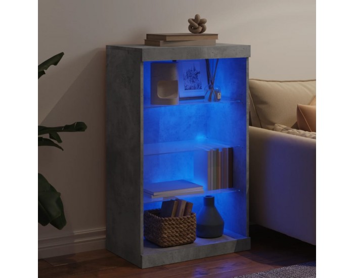 Sonata H Сайдборд с LED светлини, бетонно сив, 60,5x37x100 см
