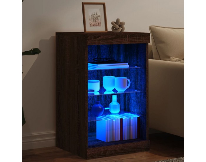 Sonata H Сайдборд с LED светлини, кафяв дъб, 41x37x67 см