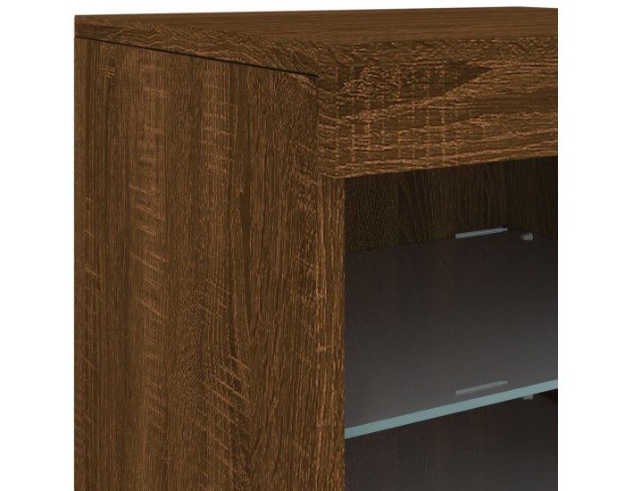 Sonata H Сайдборд с LED светлини, кафяв дъб, 41x37x67 см