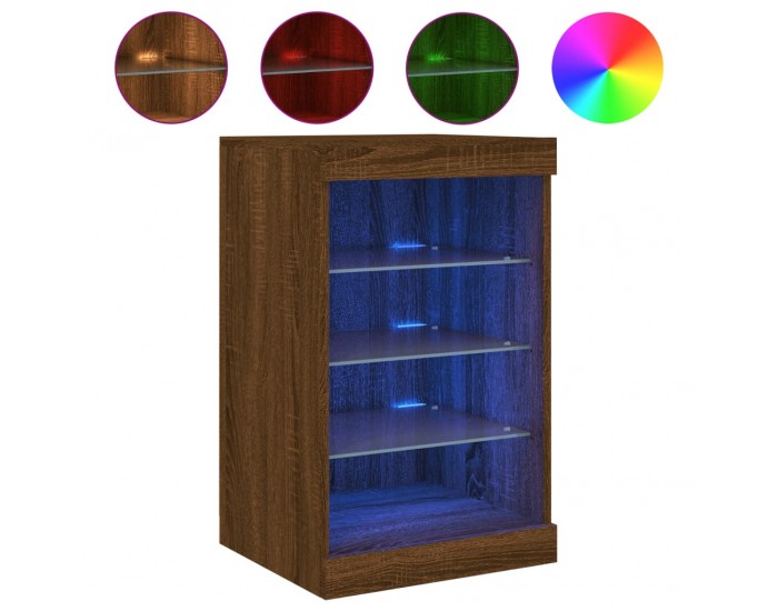 Sonata H Сайдборд с LED светлини, кафяв дъб, 41x37x67 см