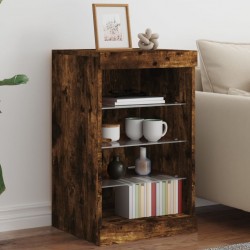Sonata H Сайдборд с LED светлини, oпушен дъб, 41x37x67 см - Corpuri, vitrine, biblioteci modulare