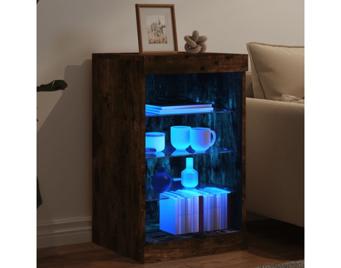 Sonata H Сайдборд с LED светлини, oпушен дъб, 41x37x67 см