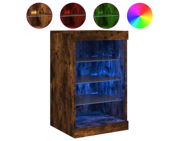 Sonata H Сайдборд с LED светлини, oпушен дъб, 41x37x67 см