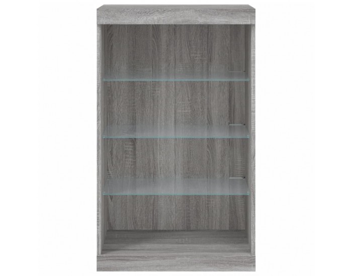 Sonata H Сайдборд с LED светлини, сив сонома, 60,5x37x100 см