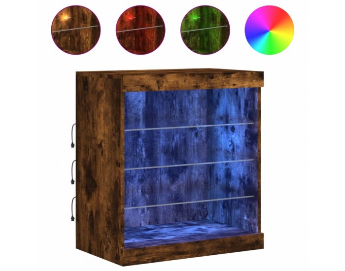 Sonata H Сайдборд с LED светлини, oпушен дъб, 60,5x37x67 см