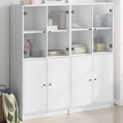 Sonata H Библиотека с врати бяла 136x37x142 см инженерно дърво - Living
