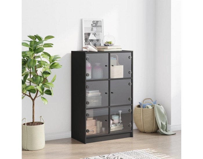 Sonata H Висок шкаф, черен, 68x37x109 см, инженерно дърво
