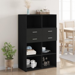 Sonata H Висок шкаф, черен, 80x42,5x124 см, инженерно дърво - Corpuri, vitrine, biblioteci modulare