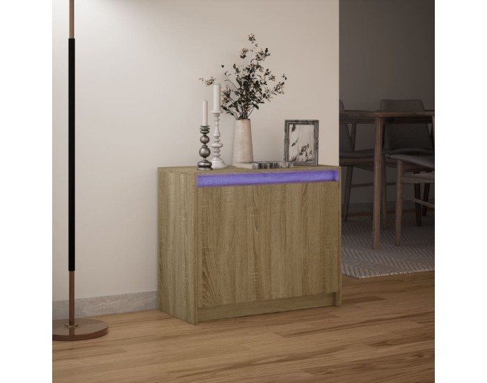 Sonata H Сайдборд с LED, дъб сонома, 72x34x61 см, инженерно дърво