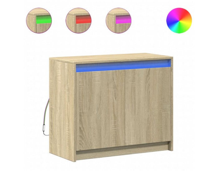Sonata H Сайдборд с LED, дъб сонома, 72x34x61 см, инженерно дърво
