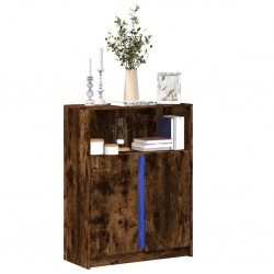Sonata H Сайдборд с LED, опушен дъб, 77x34x100 см, инженерно дърво - Corpuri, vitrine, biblioteci modulare