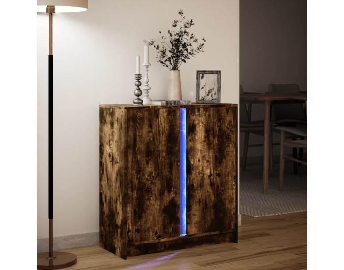 Sonata H Сайдборд с LED, опушен дъб, 77x34x85 см, инженерно дърво