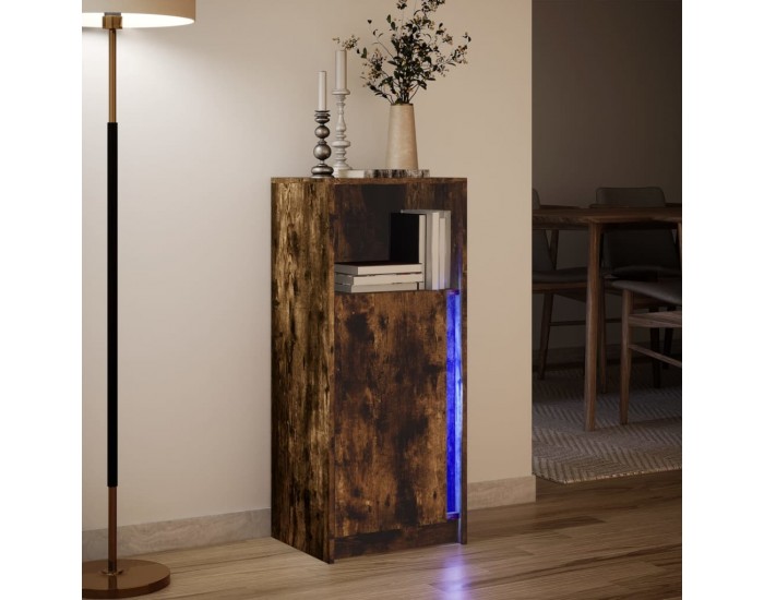 Sonata H Сайдборд с LED, опушен дъб, 42,5x34x100 см, инженерно дърво