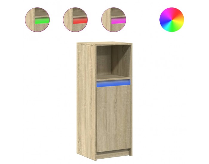 Sonata H Сайдборд с LED, дъб сонома, 38x34x100 см, инженерно дърво