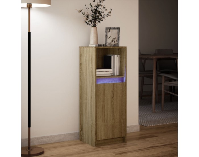 Sonata H Сайдборд с LED, дъб сонома, 38x34x100 см, инженерно дърво