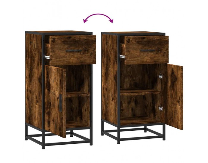 Sonata H Сайдборд, опушен дъб, 35,5x35x76 см, инженерно дърво и метал