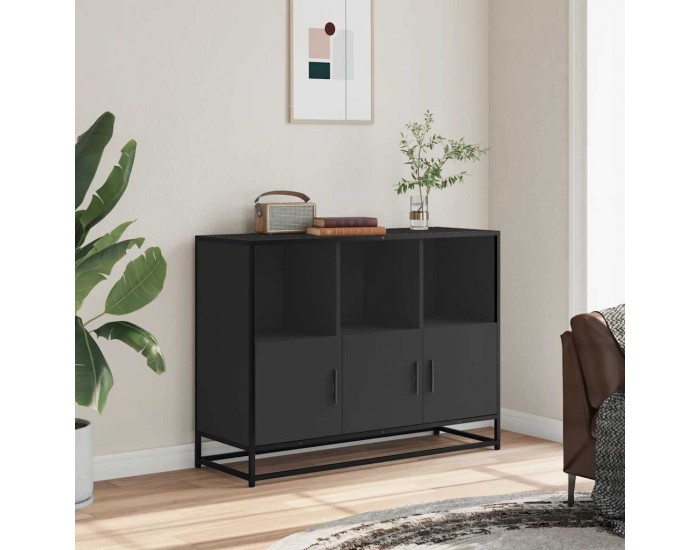 Sonata H Сайдборд, черен, 100x35x76 см, инженерно дърво