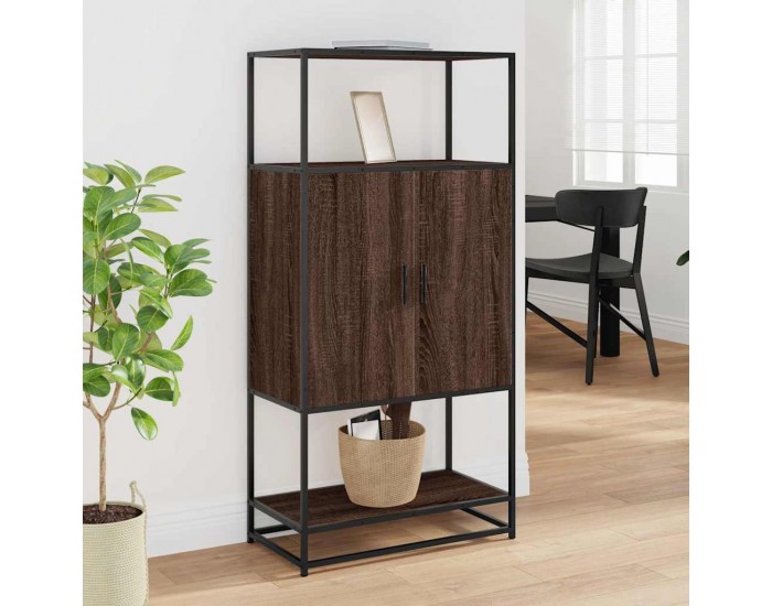 Sonata H Висока етажерка Кафяв дъб 68x35x139 cm Обработено дърво и метал
