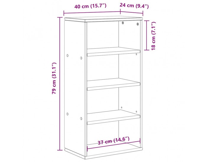 Sonata H Страничен шкаф ODDA White 40x24x79 cm Масивна дървесина Бор