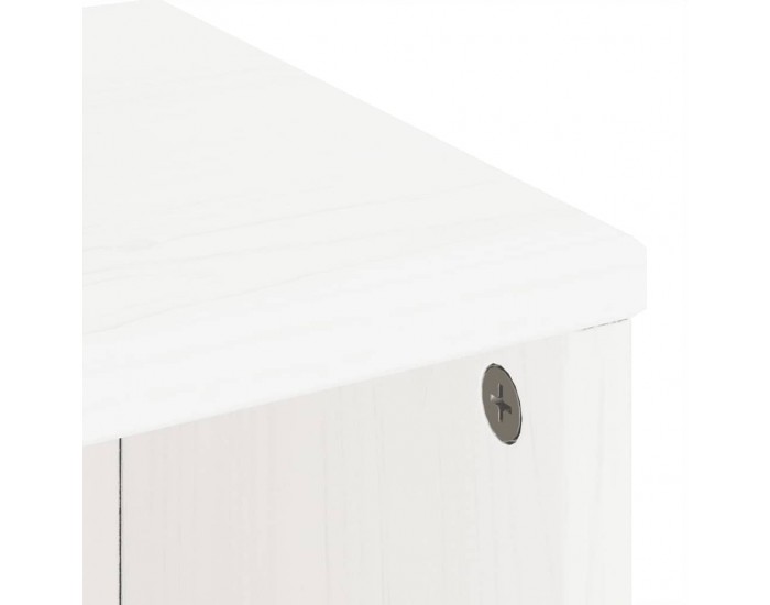 Sonata H Страничен шкаф ODDA White 40x24x79 cm Масивна дървесина Бор