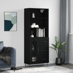 Sonata H Висок шкаф, черен, 69,5x34x180 см, инженерно дърво - Corpuri, vitrine, biblioteci modulare