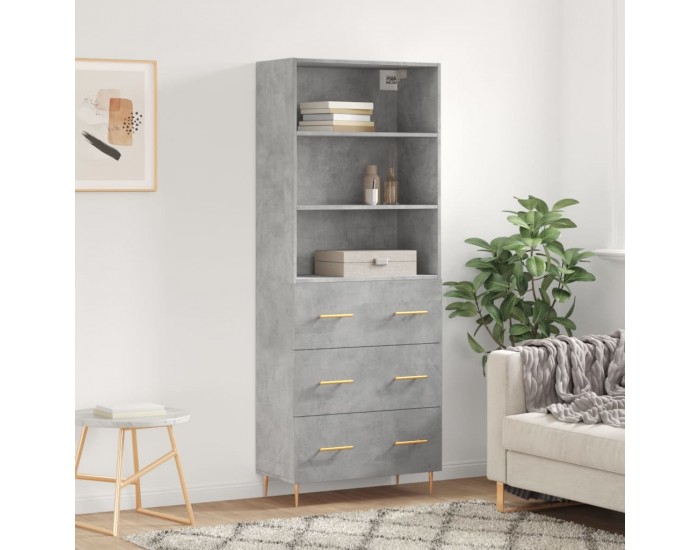 Sonata H Висок шкаф, бетонно сив, 69,5x34x180 см, инженерно дърво