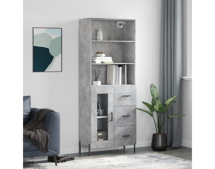 Sonata H Висок шкаф, бетонно сив, 69,5x34x180 см, инженерно дърво