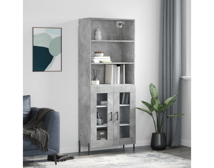 Sonata H Висок шкаф, бетонно сив, 69,5x34x180 см, инженерно дърво