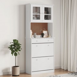 Sonata H Висок шкаф ALTA, бял, 77x35x188 см, борово дърво масив - Corpuri, vitrine, biblioteci modulare
