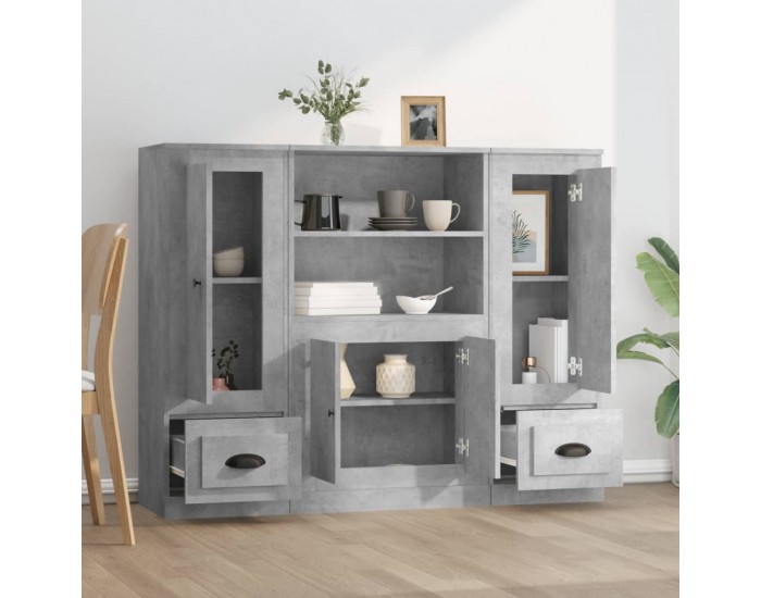 Sonata H Високи шкафове, 3 бр, бетонно сиви, инженерно дърво
