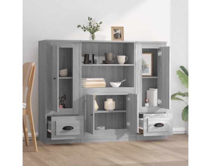 Sonata H Високи шкафове, 3 бр, сив сонома, инженерно дърво