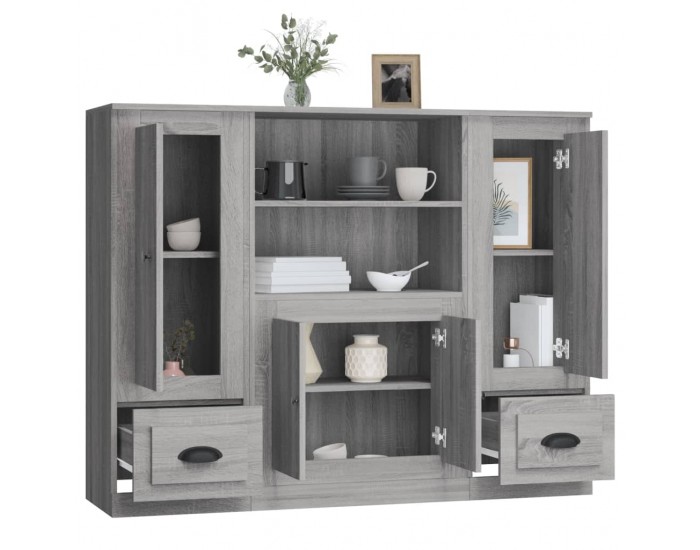 Sonata H Високи шкафове, 3 бр, сив сонома, инженерно дърво